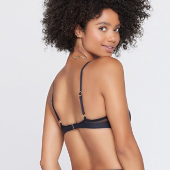 NWOT L*Space Black Ribbed & Mesh Sadie Bikini Top - Picture 4 of 10